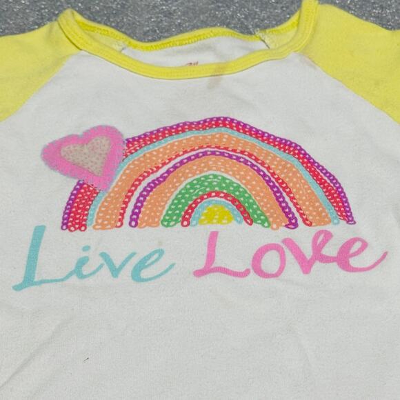Est. 1989 Place Toddler Girl's Rainbow & Heart Live Love Short Sleeve Top 5T - Picture 2 of 6